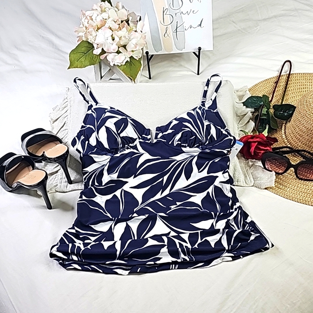 Anne Cole V-Wire  Underwire Tankini Navy Elegant Wear Beach Resortwear Beach